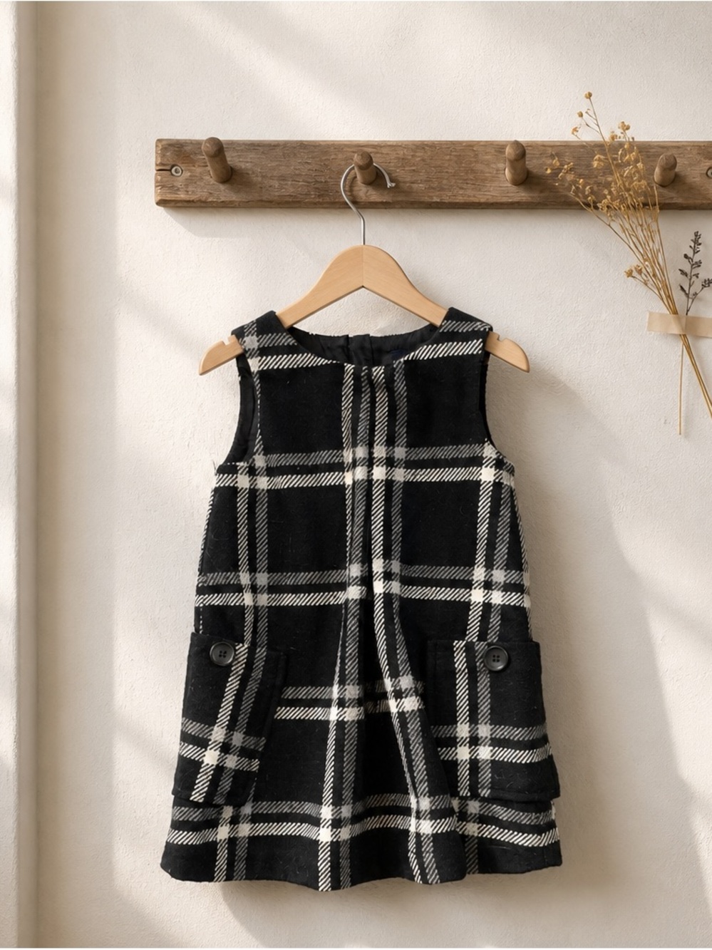 GAP Black and White Plaid Sleeveless Dress